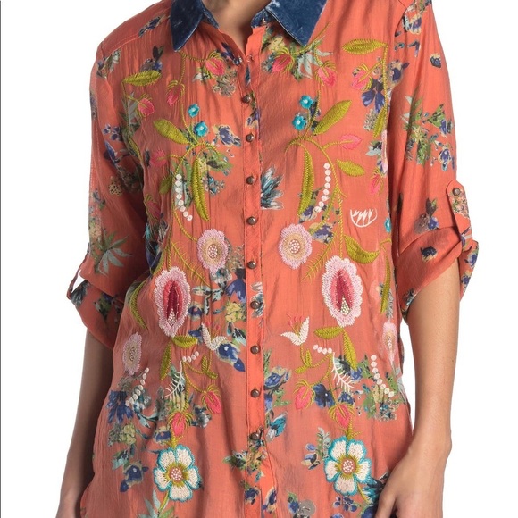 Soft Surroundings Tops - SOFT SURROUNDINGS |Arrata Embroidered Button Down